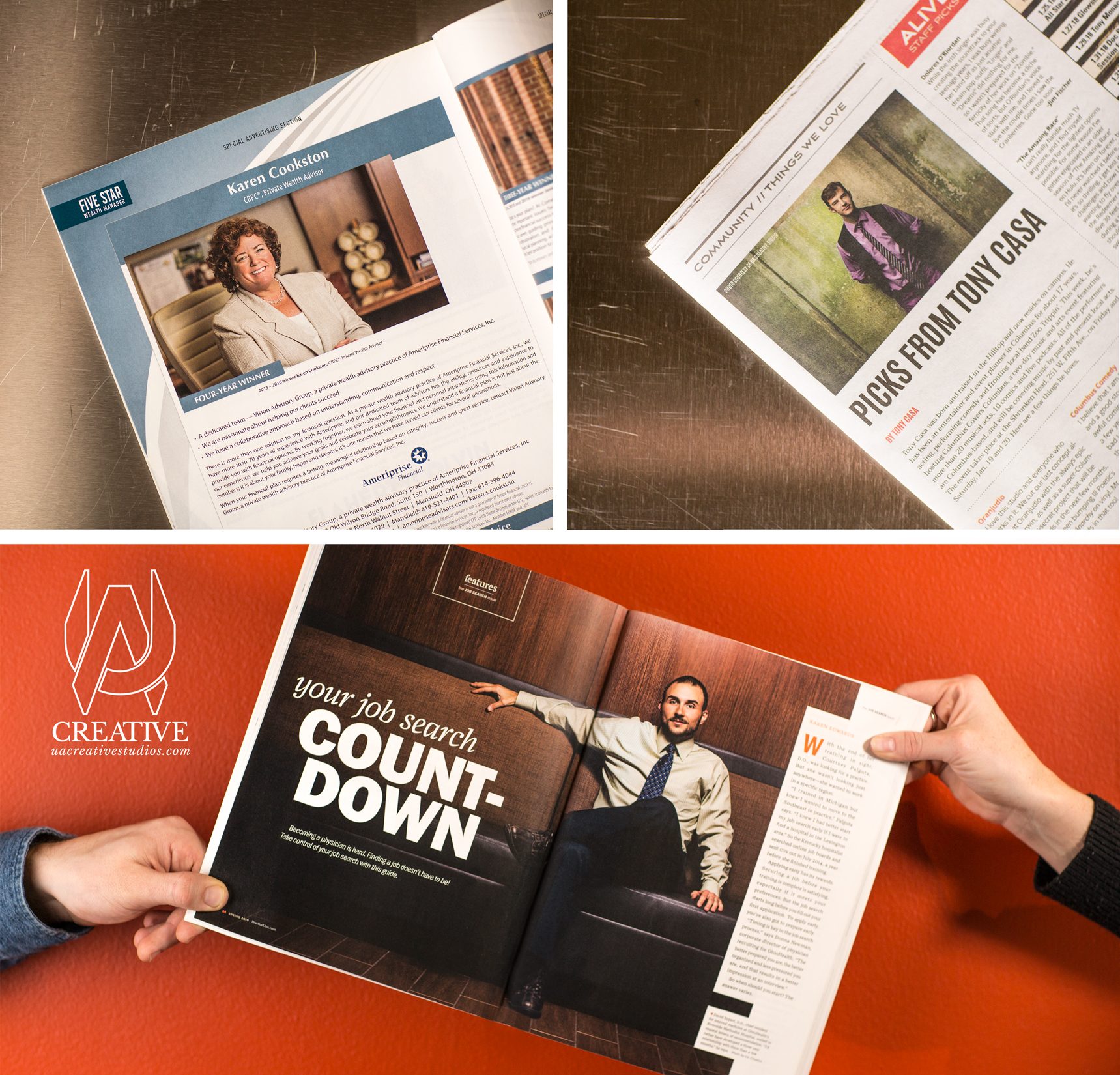 Photos in print publication