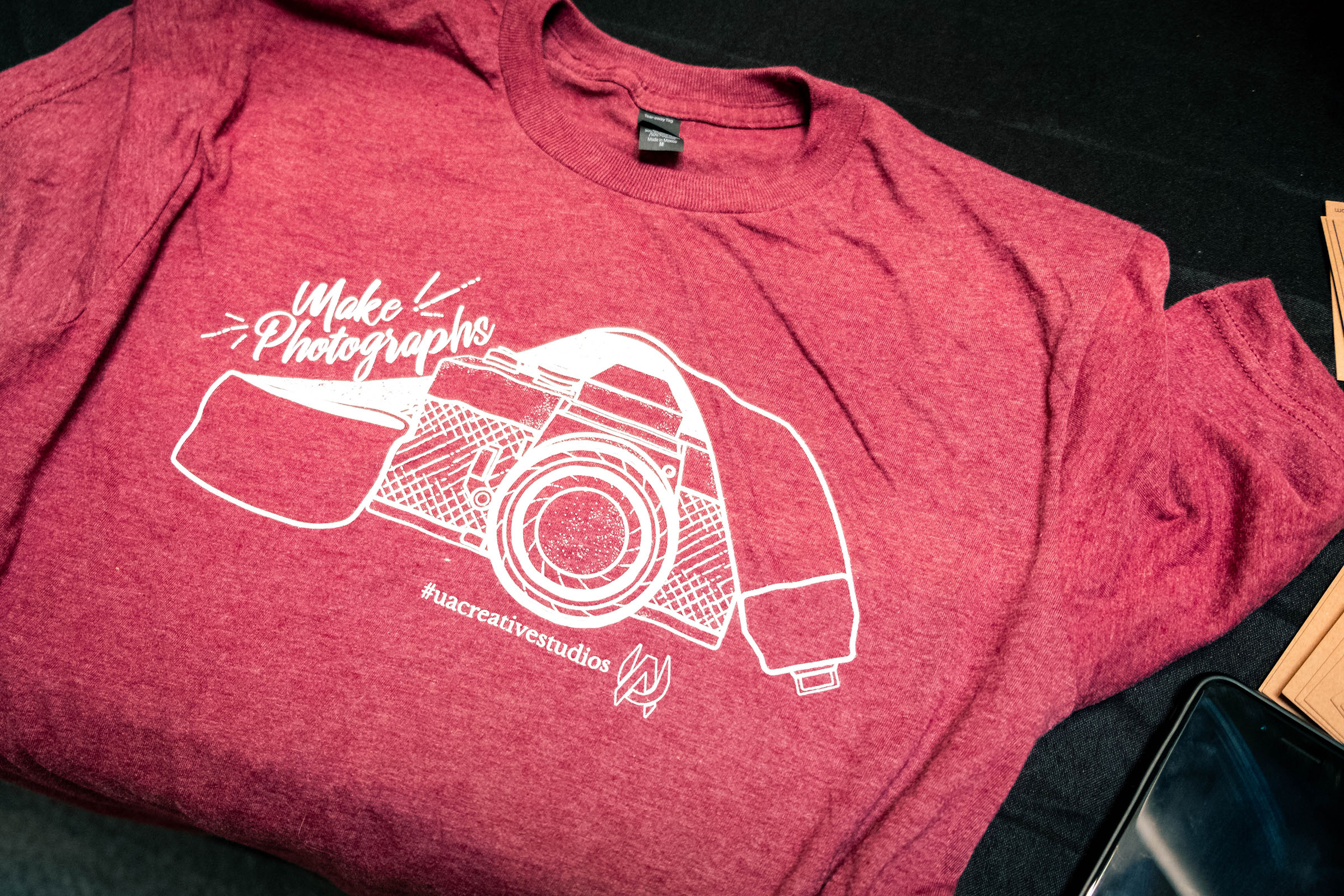 camera recycling event tee shirt