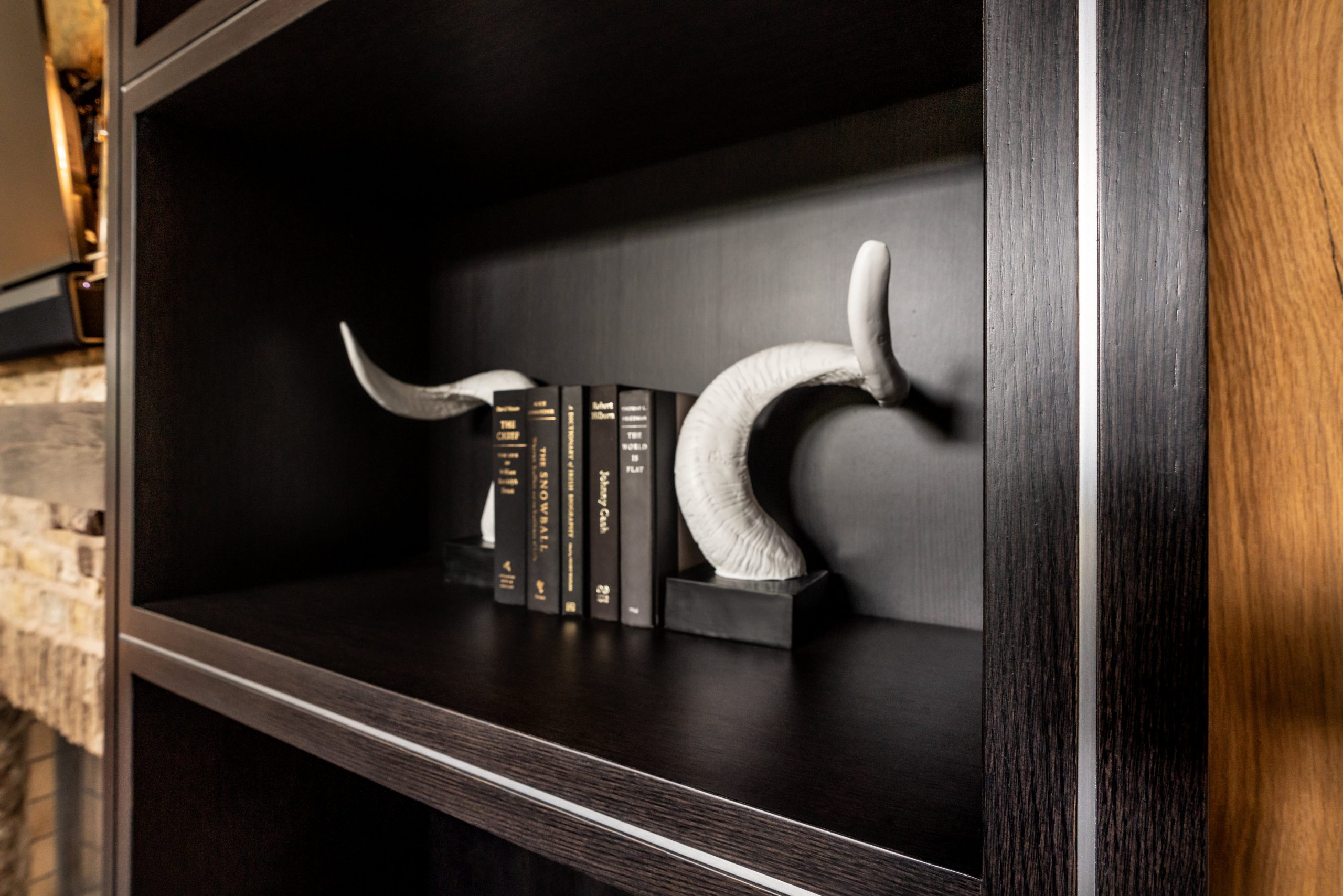 custom book shelves designed by The Jones Studio