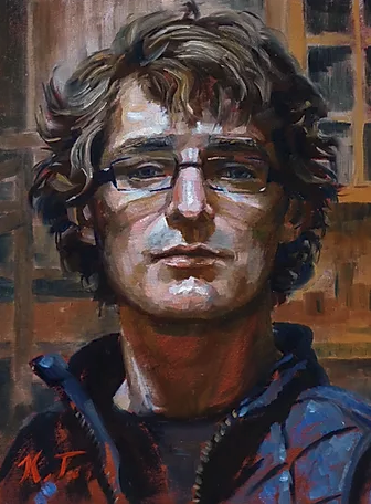 self portrait in oil by Kendric Tonn